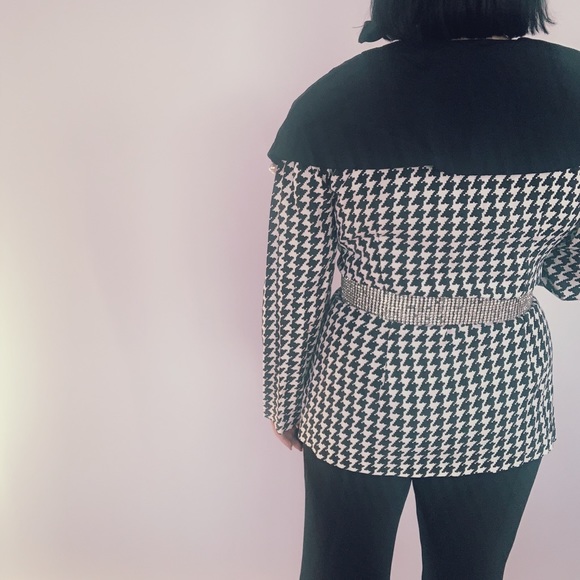 Vintage Houndstooth Pearl Drops Blazer Blouse - Picture 8 of 8